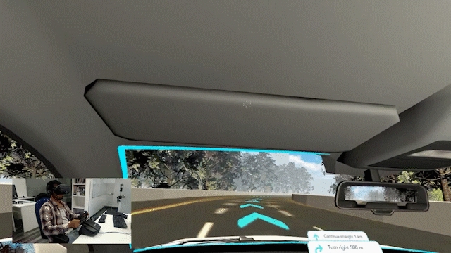 Sequence showing a user driving in the simulation 